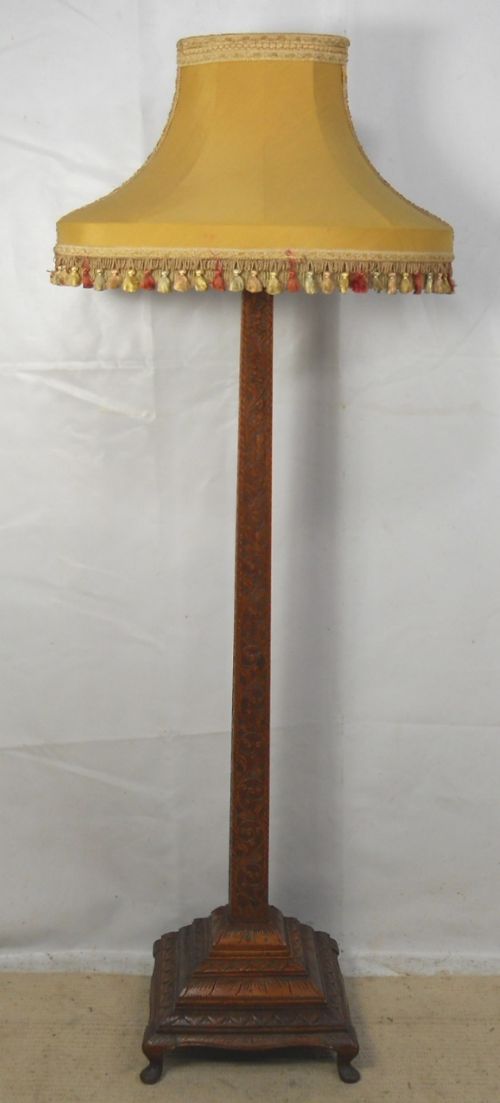 Carved Oak Lamp Standard