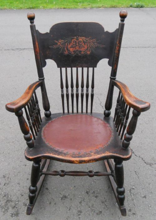Edwardian Spindleback Beech Framed Rocking Armchair