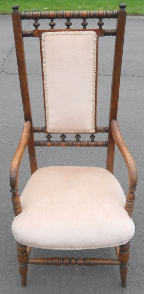 Victorian Beech Framed Upholstered Salon Armchair