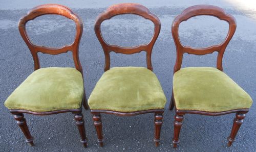 Set of Three Victorian Mahogany Balloon Back Dining Chairs