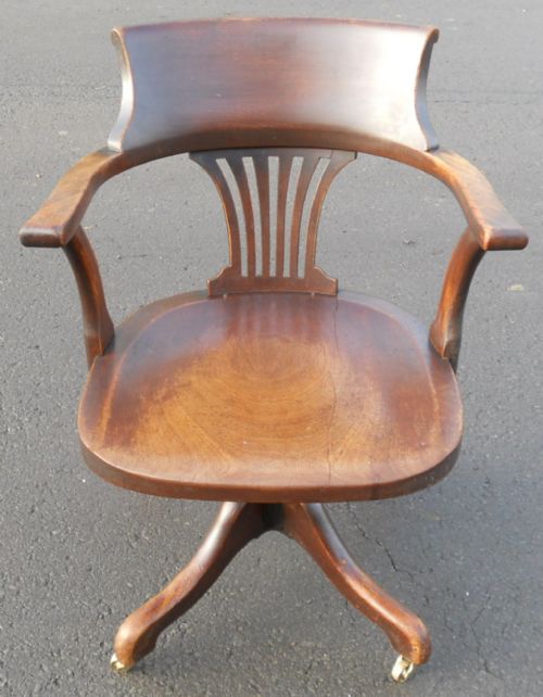 Mahogany Swivel Office Desk Armchair
