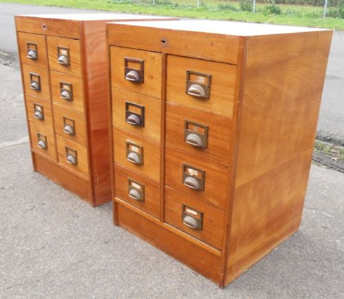 PAIR EDWARDIAN SATIN WALNUT FRONTED BANK OF SMALL DRAWERS - ADDITIONAL PHOTO 2