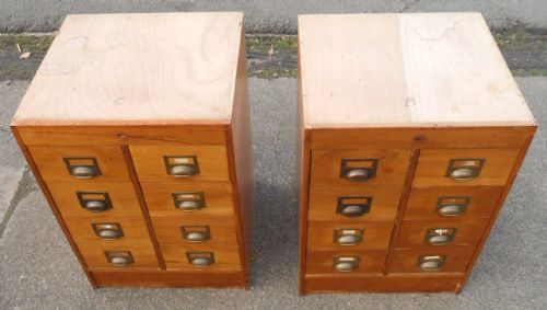 PAIR EDWARDIAN SATIN WALNUT FRONTED BANK OF SMALL DRAWERS - ADDITIONAL PHOTO 3