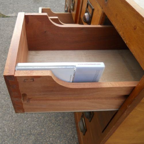PAIR EDWARDIAN SATIN WALNUT FRONTED BANK OF SMALL DRAWERS - ADDITIONAL PHOTO 7
