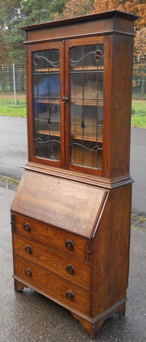 fig 1. Bureau Bookcase, Oak Edwardian Period