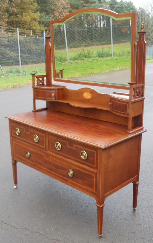 fig 1. Large Edwardian Inlaid Mahogany Dressing Table