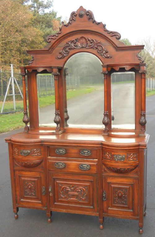 Large Edwardian Carved Mahogany Mirrorback Sideboard