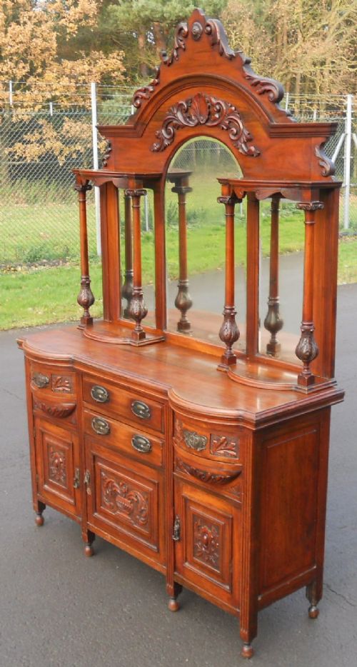 fig 1. Large Edwardian Carved Mahogany Mirrorback Sideboard