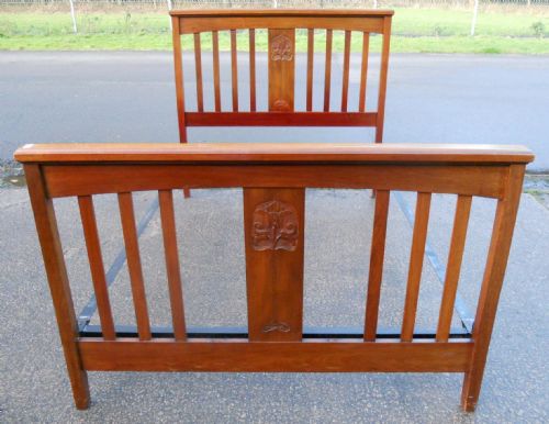 Edwardian Walnut Double Rail Bedstead
