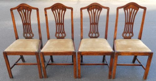Set of Four Georgian Style Mahogany Highback Dining Chairs