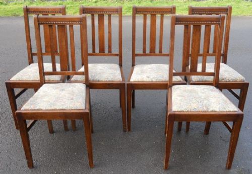 Set of Six Oak Highback Dining Chairs