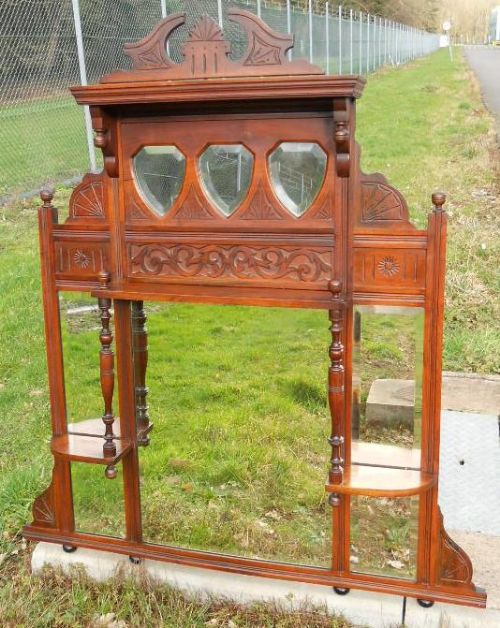 Edwardian Mahogany Framed Overmantle Mirror