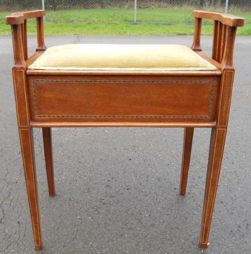 Edwardian Inlaid Mahogany Piano Stool