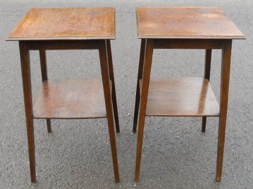 Pair Edwardian Oak Occasional Tables
