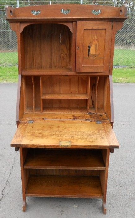 fig 1. Arts & Craft Oak Bureau Bookcase