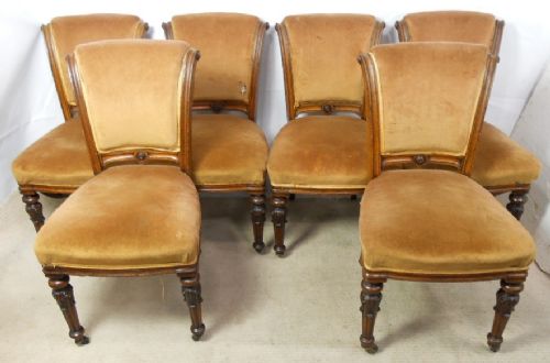 Set of Six Victorian Oak Dining Chairs for Re-upholstery