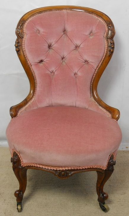 Victorian Walnut Framed Upholstered Nursing Chair