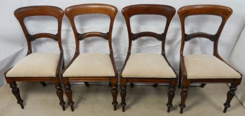 Set of Four Victorian Mahogany Dining Chairs with Upholstered Seats