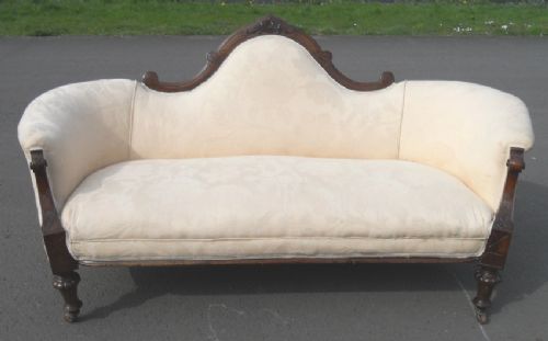 Victorian Walnut Framed Upholstered Couch Settee