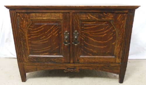 Edwardian Oak Two Door Low Cupboard