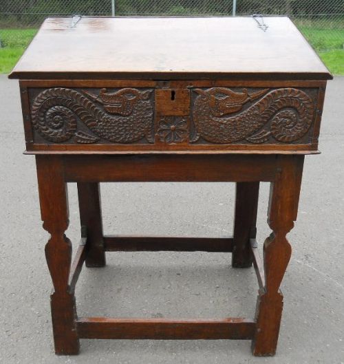 Anitque Oak Writing Cabinet on Stand