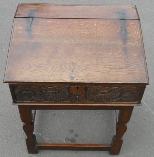 fig 1. Anitque Oak Writing Cabinet on Stand