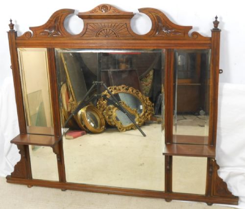 Edwardian Large Mahogany Overmantel Mirror