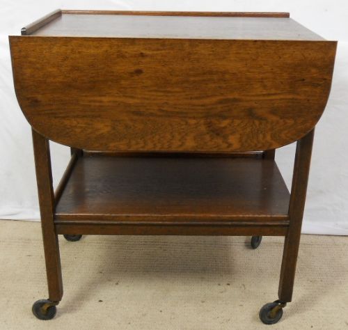 Oak Two Tier Dropleaf Tea Trolley