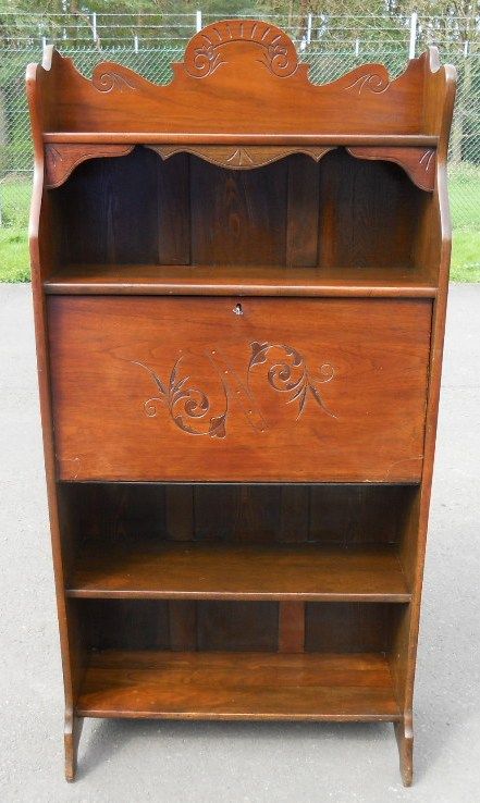 Art Nouveau Walnut Standing Bureau Bookcase