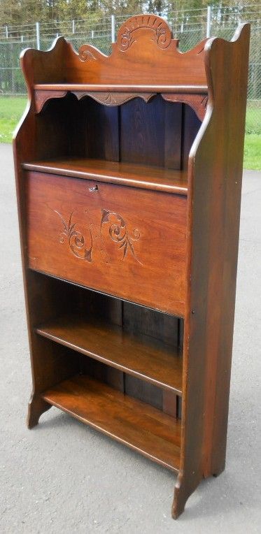 fig 1. Art Nouveau Walnut Standing Bureau Bookcase