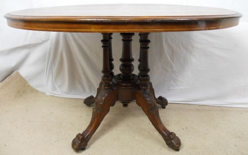 fig 1. Oval Inlaid Walnut Pedestal Centre Table