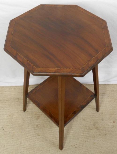 Edwardian Inlaid Mahogany Two Tier Octagonal Occasional Table