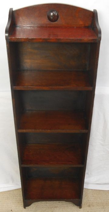 Tall Narrow Oak Standing Open Bookshelves