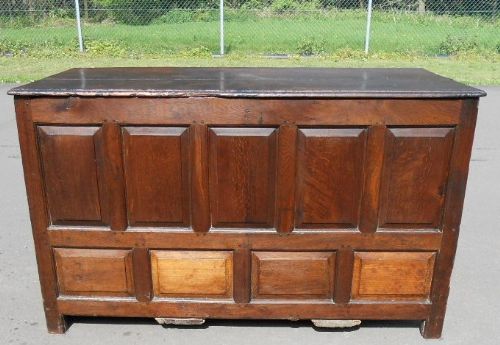 Large Antique Oak Panelled Blanket Chest