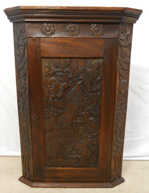 Victorian Small Carved Hanging Corner Cupboard