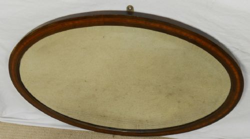 Edwardian Oval Inlaid Mahogany Hanging Wall Mirror