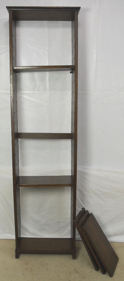 Tall, Narrow Oak Standing Open Bookshelves