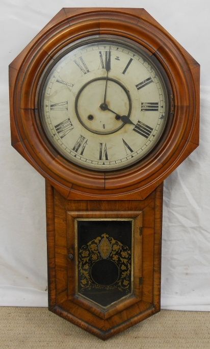 Victorian Large Walnut Hanging Wall Clock