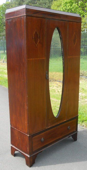 Edwardian Inlaid Mahogany Single Hanging Wardrobe