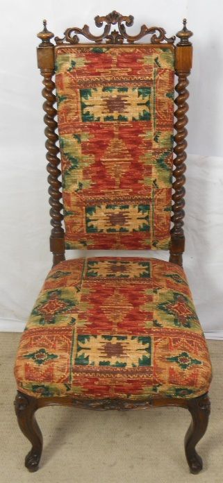 Victorian Walnut Framed Upholstered Prayer Chair