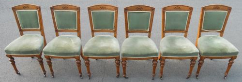 fig 1. Set of Six Victorian Light Oak Dining Chairs