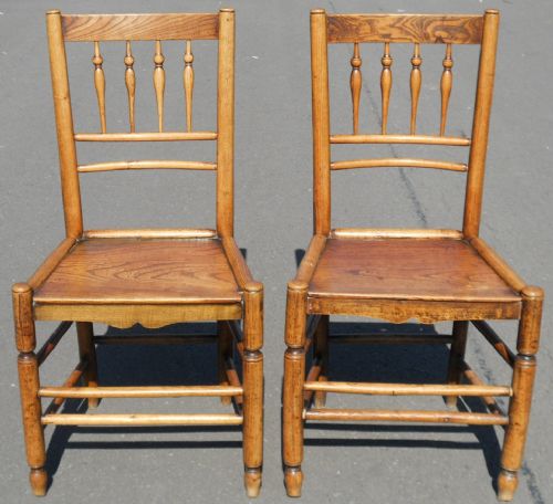 Pair Elm Spindle Back Chairs