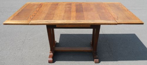 Oak Extending Dining Table to Seat Six Arts & Craft Style Base