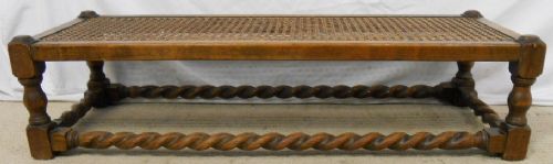 Long Barley Twist Oak Bergere Top Footstool