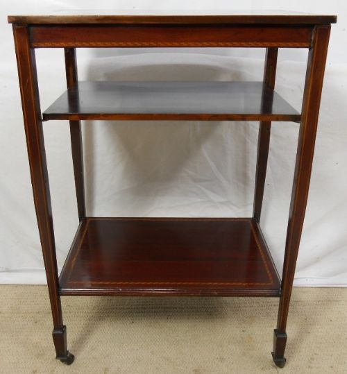 Edwardian Inlaid Mahogany Two Tier Table Trolley