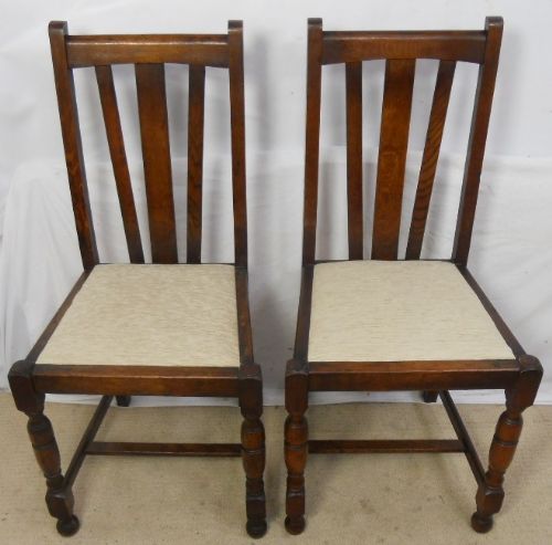 Pair Oak Highback Dining Chairs