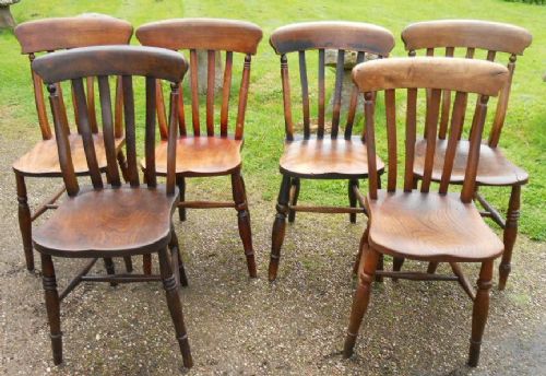 Six Windsor Lathback Kitchen Chairs