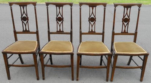 Set of Four Edwardian Inlaid Mahogany Salon Chairs
