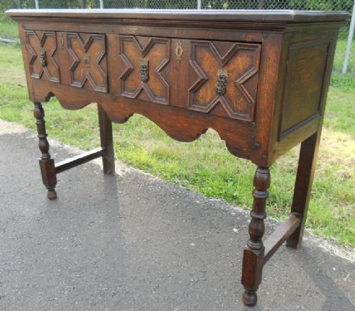 Small Oak Jacobean Style Dresser Base