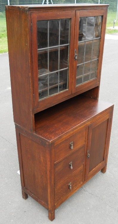 Small Oak Kitchen Bookcase Cabinet Dresser